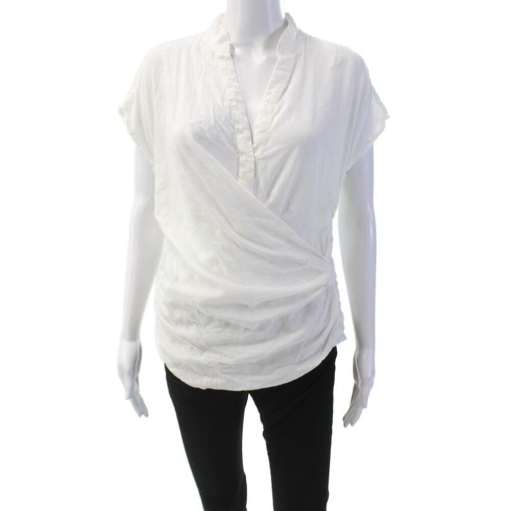 Akemi Kin Womens Cotton Sleeveless Buttoned Detail V-Neck Blouse White Size 2